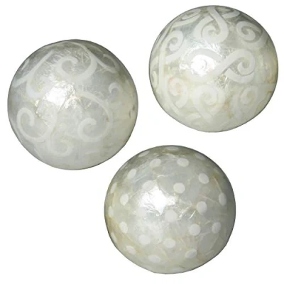 Imagen de DRW Set de 3 Bolas nacar Surtidas ø10cm (Blanco)