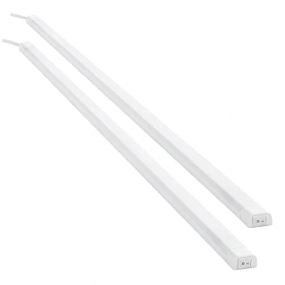 Imagen de SEBSON® 2x LED bajo mueble 80cm, Tiras de luz con enchufe y interruptor, blanco neutro 4000K, 12W Equivale a 60W, 1000 Lumen, 230V, IP20, 24x13x800mm