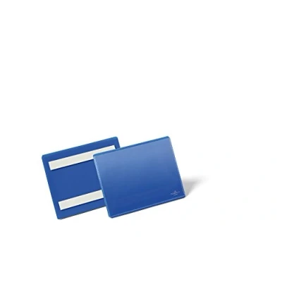 Imagen de Durable 176307 Portaetiquetas autoadhesivo, para documentos en paisaje A6, paquete de 50, azul oscuro
