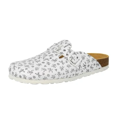 Imagen de Lico Bioline Clog Print pantuflas con forro Mujer, Blanco (Weiss/grau), 41 EU