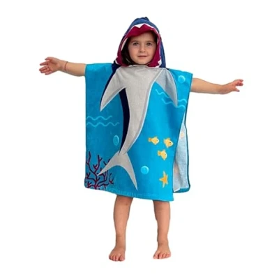 Imagen de Toalla de baño con capucha para niños y niñas, 100% algodón (tiburón)