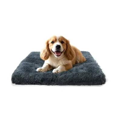 Imagen de MDDK DY Cama para Perro Pequeño Desenfundable y Lavable, Suave Mullida de Felpa Larga, Base Antideslizante, Gris Oscuro 50 x 40 5 cm