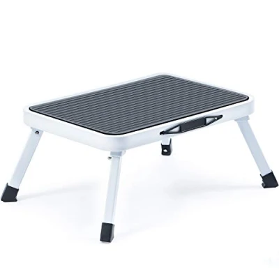 Imagen de KINGRACK Paso Taburete,Escalera Plegable de un peldaño con Alfombrilla Goma Antideslizante,Taburete Cocina acero Ligero, soporta hasta 150KG