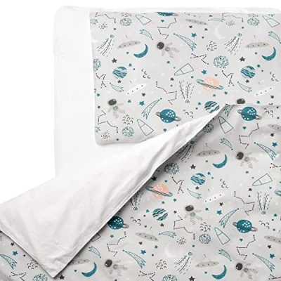 Imagen de FlyIdeas Juego de Ropa Cama para Bebés 2 Piezas, Funda Nordica 80x80 cm y Almohada 35x40 100% Algodon Certificado, Hecho in EU