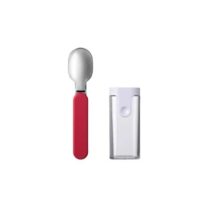 Imagen de Mepal Cuchara Plegable Ellipse Reutilizable Para Llevar Yogur Cubiertos De Viaje Incluye Estuche Acero Inoxidable Nordic Red