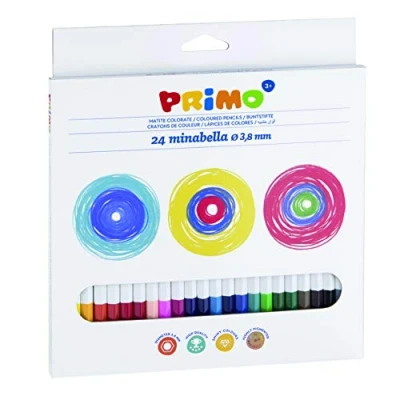 Imagen de Morocolor PRIMO, lápices de colores Minabella 24 hexagonales lacados para niños diámetro Ø 3,8 mm caja cartón Made in Italy