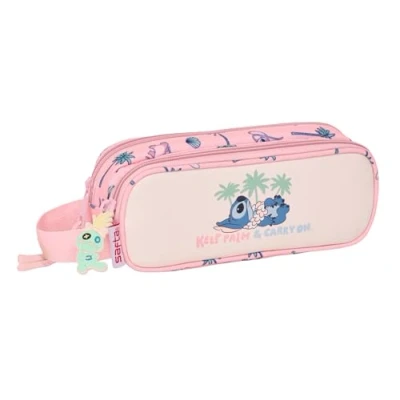 Imagen de Stitch Beach Portatodo Doble Niño, Estuche Infantil, Ideal para Niños en Edad Escolar, Cómodo y Versátil, Calidad Resistencia, 21x6x8 cm