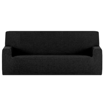 Imagen de GFD Funda de Sofá Lisa Ajustable 4 Plaza 220 260cm, Protectora Cubre Elástica Antimanchas Lavable, Fundas Duradera Perros Gatos Mascotas (Negro, plazas)