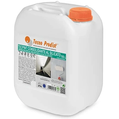 Imagen de Tecno Prodist TECPINT CONSOLIDANTE al SILICATO (10 L) Fijador de superficies construcción, imprimación especial pinturas a la cal o silicato, compacta piedra, hormigón evitando su disgregación