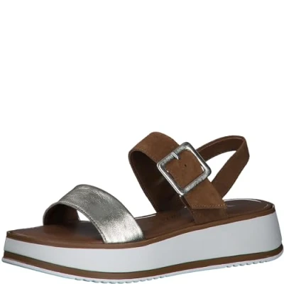 Imagen de MARCO TOZZI Sandalia de tacón para Mujer, Piel Suave, Plantilla Feel Me 2 28240 42, Platinum Comb, 41 EU