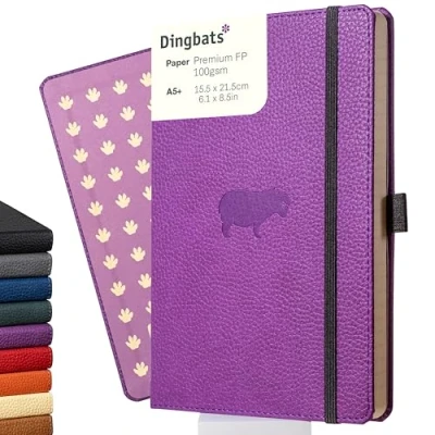 Imagen de Dingbats Wildlife Cuaderno Mediano En Blanco, Hipopótamo Púrpura, A5 Tapa Dura Papel Crema, A Prueba De Tinta 100 Gsm