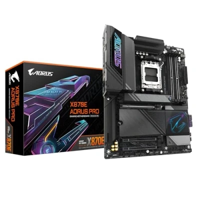 Imagen de GIGABYTE Placa Base X870E AORUS Pro Compatible con CPUs AMD Ryzen 9000, VRM Digital de 16+2+2 Fases, hasta 8000MHz DDR5 (OC), 3xPCIe 5.0, Wi Fi 7, LAN 2.5GbE, USB 4