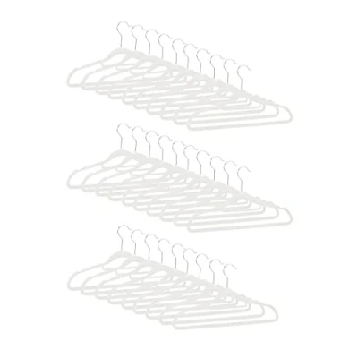 Imagen de Relaxdays Perchas Ropa Antideslizantes con Corbatero, Metal Terciopelo, Blanco, 22 x 41,5 0,3 cm, Hierro, 3 Pack de 30 Unidades