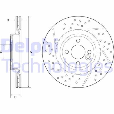 Imagen de DELPHI BG4789C Disco de freno 316 22 4 ventilado revestido altamente carbonizado sin cojinete rueda, anillo sensor ABS MINI: Hatchback, Clubman