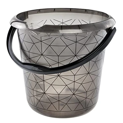 Imagen de keeeper Cubo con Escala de medición integrada y asa ergonómica, 10 L, Ilvie Polygon, Gris Crystal