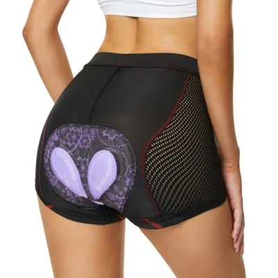 Imagen de FEIXIANG Pantalones de Ciclismo Las Señoras, Cortos Ropa Interior con Relleno Gel 4D Transpirable Secado Rápido