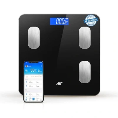 Imagen de Ant Esports Flora Smart Scale Digital Bathroom Accurate to 0.1kg Body Weight and Fat Monitor Muscle BMI Bluetooth Electronic Composition 180kg Capacity Black