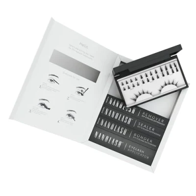 Imagen de kit de inicio extensión pestañas postizas en racimos casa Nanolash completo para aplicar DIY, extensiones (Negro, FLIRTY)