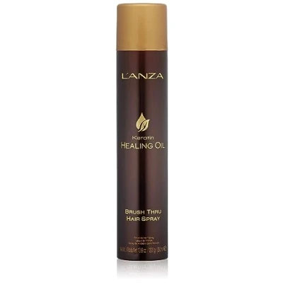Imagen de L&#039;ANZA Keratin Healing Oil Brush Thru Hair spray With Medium Hold Effect, For a Shiny Finishing and Long lasting look, Triple UV heat Protection,Suitable All Types (10.6 Fl Oz)