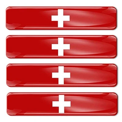 Imagen de Biomar Labs® 4 pcs 3D Gel Pegatinas Bandera Nacional Suiza Swiss Switzerland Flag Thin Blue Line Silicona Adhesivo Autos Coches Motos Ciclomotores Bicicletas Ordenador Portátil F 23