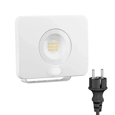 Imagen de ledscom.de Foco LED de jardín WEGA para exteriores, IP44, detector movimiento, enchufe, 11,7 W, 951lm, blanco cálido