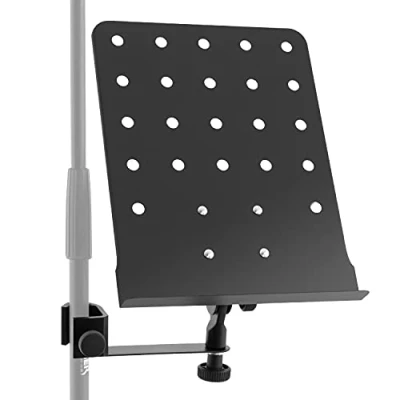 Imagen de Soporte de micrófono o música TIGER MSA30 BK para letras, partituras, brazo pinza con escritorio, negro