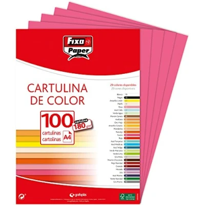 Imagen de Fixo Paper 11110454 Paquete de cartulinas A4 100 unidades color fucsia, 180g