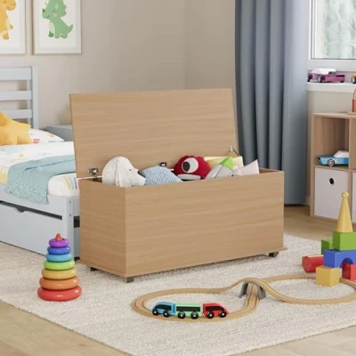 Imagen de Vida Designs León Toy Box Caja de Madera para niños con Tapa, Fundas y Mantas,