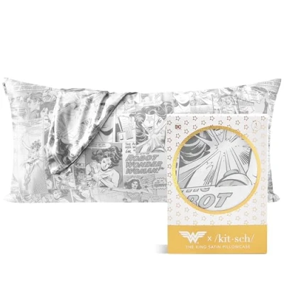 Imagen de Wonder Woman x Kitsch Funda de almohada satén para el cabello, más suave que las fundas seda morera con cremallera, enfriamiento 19 26 pulgadas,