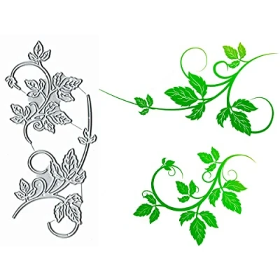Imagen de 2 troqueles de metal hojas ramas primavera, plantillas corte flores álbumes recortes, decorativos papel en relieve para hacer tarjetas