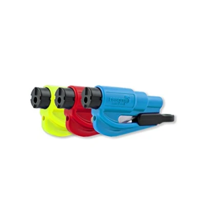 Imagen de resqme Paquete de 3 Familia, La Herramienta Llavero Original Escape Emergencia Auto, 2 en 1 Cortador Cinturón y Rompe Vidrio, Color Amarillo Seguridad