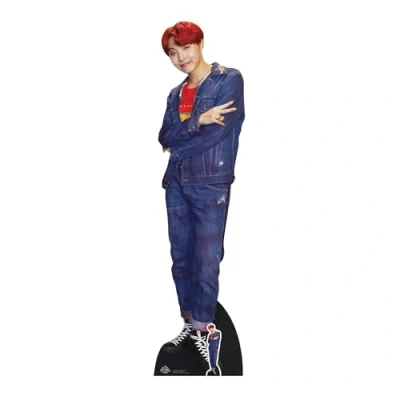Imagen de STAR CUTOUTS CS752 figura de cartón a tamaño real con escritorio regalo Jung Ho Seok, J Hope, pelo rojo, Bangtan Boys, multicolor