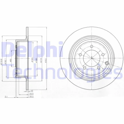 Imagen de DELPHI BG4169 Disco de freno 302 10 5 macizo aceitado sin procesar cojinete rueda, anillo sensor ABS MITSUBISHI: ASX SUV, Outlander 2 SUV