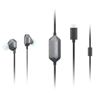 Imagen de Lenovo Auriculares De Tapón Legion E510 7.1 RGB Gaming. Sonido Envolvente 7.1, Alta Resolución, Puerto USB C, Micrófono Incluído, Botón LED (Control Volúmen, Play/Pausa, Silenciar) Gris Tormenta