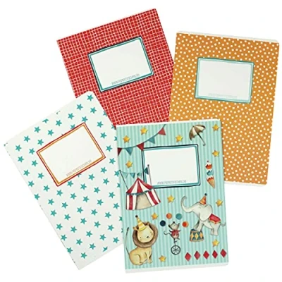 Imagen de Papierdrachen 4 cuadernos para niños DIN A5 rayados y cuadriculados 32 páginas motivo circo empezar la escuela los alumnos de primaria set número 3 16 hojas