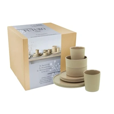 Imagen de CreaTable, 21526 Serie Futuro Vajilla de 8 piezas gres, apta para lavavajillas y microondas, fabricada en Portugal