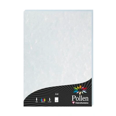 Imagen de Clairefontaine 120010C Caja de 50 Hojas Formato A4 (21x29,7cm) 120g/m² Color Azul Jaspeado Papel Invitación para Eventos y Correspondencia Gama Pollen Premium