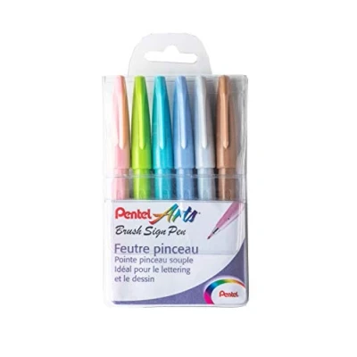 Imagen de Pentel SES15C 12 Bolígrafo de punta fibra tipo pincel, color Pastel Pochette 6