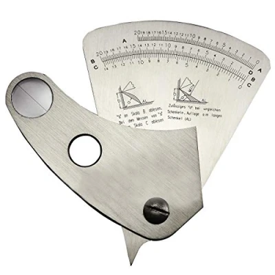 Imagen de RIVERWELD Sector en forma de abanico Comprobaciones del calibre soldadura Ángulo las soldaduras Grietas y ancho Altura Medidas Rango tamaño 0 a 20 mm
