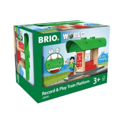 Imagen de BRIO WORLD Parada de Tren con grabadora sonidos, Accesorios para Circuito BRIO, Set da 2 Piezas, Edad 3+ Años