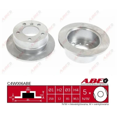 Imagen de ABE C4W006ABE Disco de freno Eje trasero 258 12 5 macizo altamente carbonizado con tornillos MERCEDES BENZ: Sprinter 3 T Furgón, 2 Furgón
