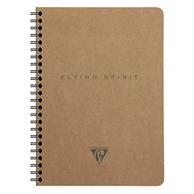 Imagen de Clairefontaine 103566C Flying Spirit Cuaderno de espiral con bolsillos 120 páginas desmontables, color marfil, 14,8 x 21 cm, 90 g, líneas, tapa kraft marrón, diseño aleatorio