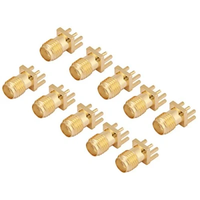 Imagen de 10 Unids SMA Conector Jack Hembra de Montaje SMA, Latón Base Enchufe en PCB 50 Ohm Conectores RF Juego