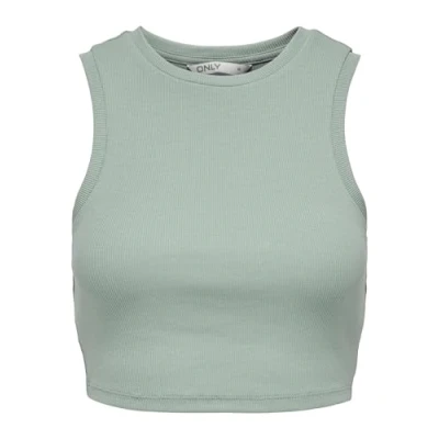 Imagen de Only Onlvilma S/L Cropped Tank Top Jrs Noos Camiseta sin Mangas, Verde, M para Mujer