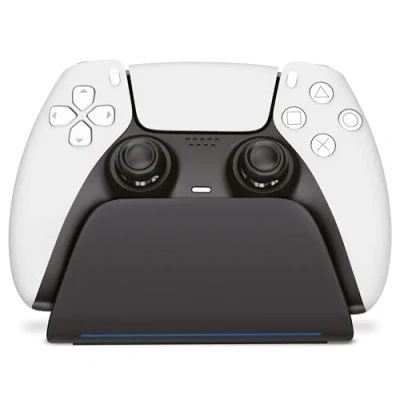Imagen de Geekhome Cargador de Controlador PS5 Pantalla Estado Carga RGB Diseño preciso Soporte Pared Colgador PS5, estación Cable USB para gamepads Dualsense y Edge