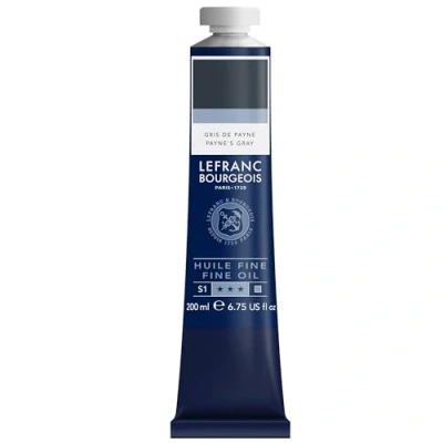 Imagen de Lefranc Bourgeois 301850 Pintura al óleo fina de calidad, resistente a la luz y consistencia uniforme, tubo 200 ml, ideal para lienzos tableros pintura, El gris Payne