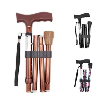 Imagen de Pepe Bastones Plegables para Mayores, Mayores Hombre, Caminar Ancianos, Bastón Plegable Mujer, Extensible, Ajustable en Altura, Bronce.