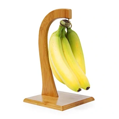 Imagen de Relaxdays Soporte Plátanos Cocina, Bambú, 28,5 x 16 cm, Sujeción Uvas, Tomates y Otras, Frutero Estable, Natural, Hierro