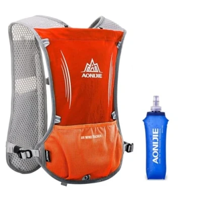Imagen de Mochila de hidratación Ligero Chaleco Ultraligero 5L Mochilas Trail Running para Senderismo Ciclismo Camping Bicicleta (Naranja con Botella Blanda 500 ml)