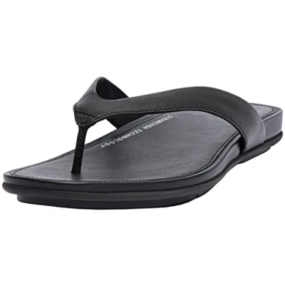Imagen de Fitflop Gracie Leather Flip Flops, Sandalias Mujer, Negro (All Black), 38.5 EU